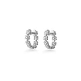 Silver Flowers Hoop, White Rhodium, Premium Cubic Zirconia  + Give Hope Gift